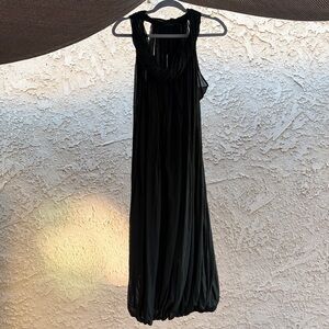 Donna Karan Dark Green Sleeveless SILK Dress with bubble hem, size 12